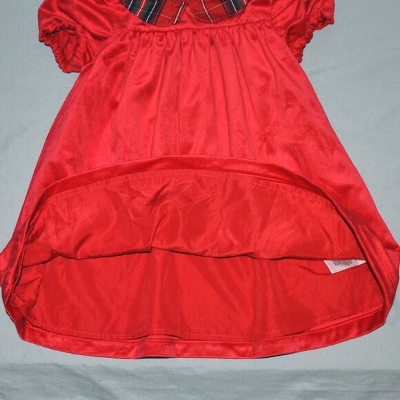 Max Studio Kids Dress Size 24 Months Red Velour Holiday Dress w/ Plaid Collar - Picture 7 of 9